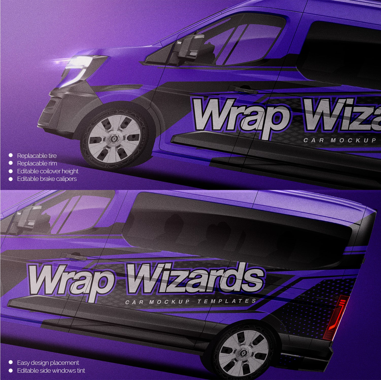 Premium van mockup for Renault Master L2H2 2025 with windows