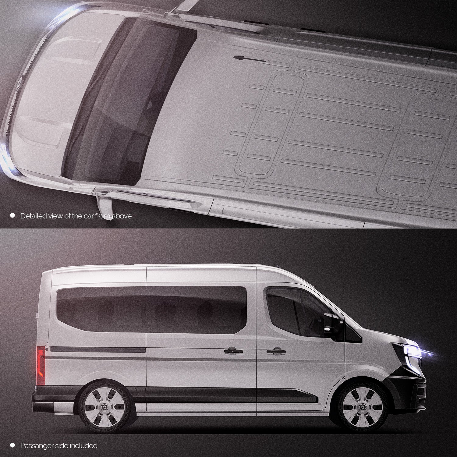 Premium van mockup for Renault Master L2H2 2025 with windows