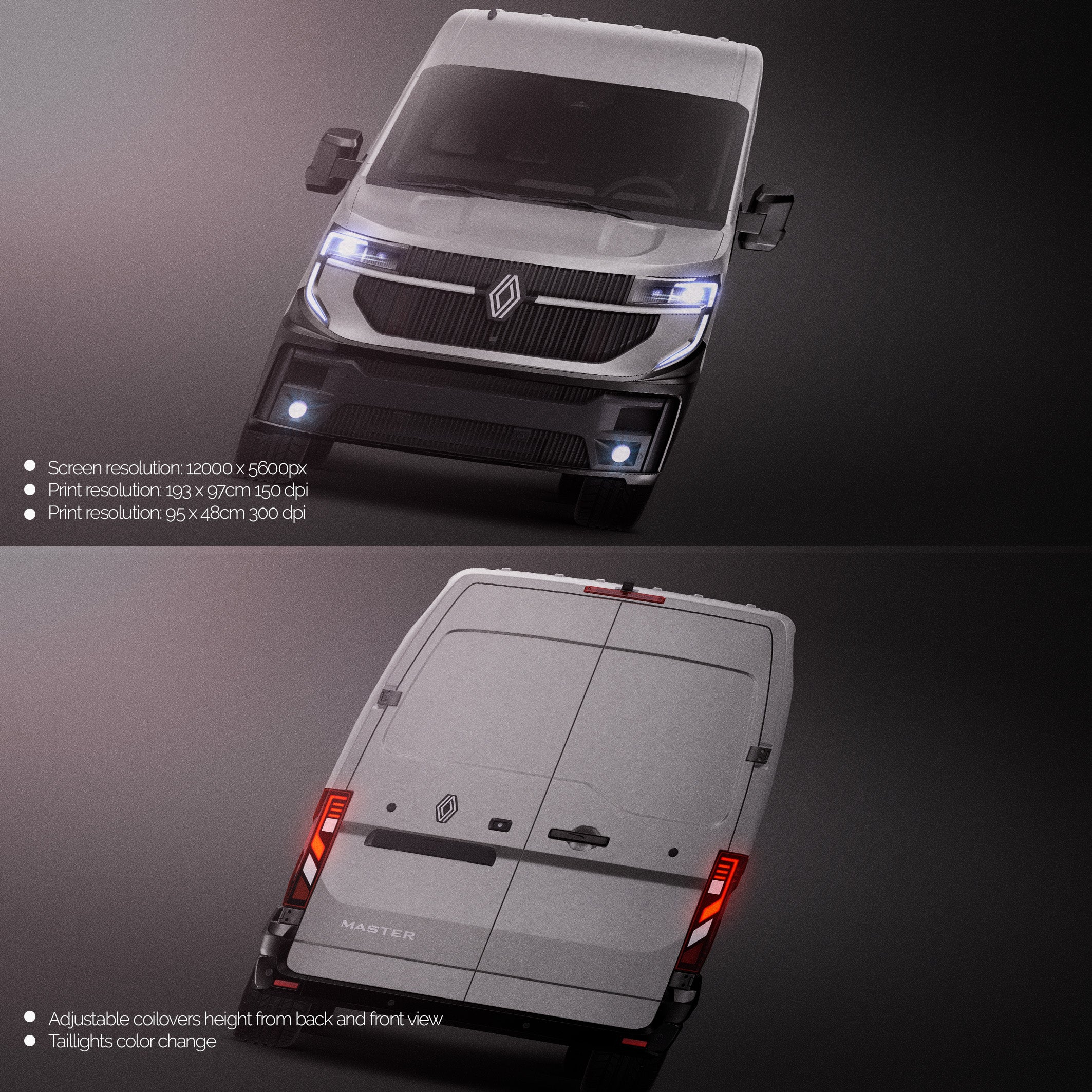 Premium van mockup for Renault Master L2H2 2025 panel van