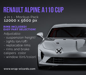 Renault Alpine A110 Cup glossy finish - all sides Car Mockup Template.psd