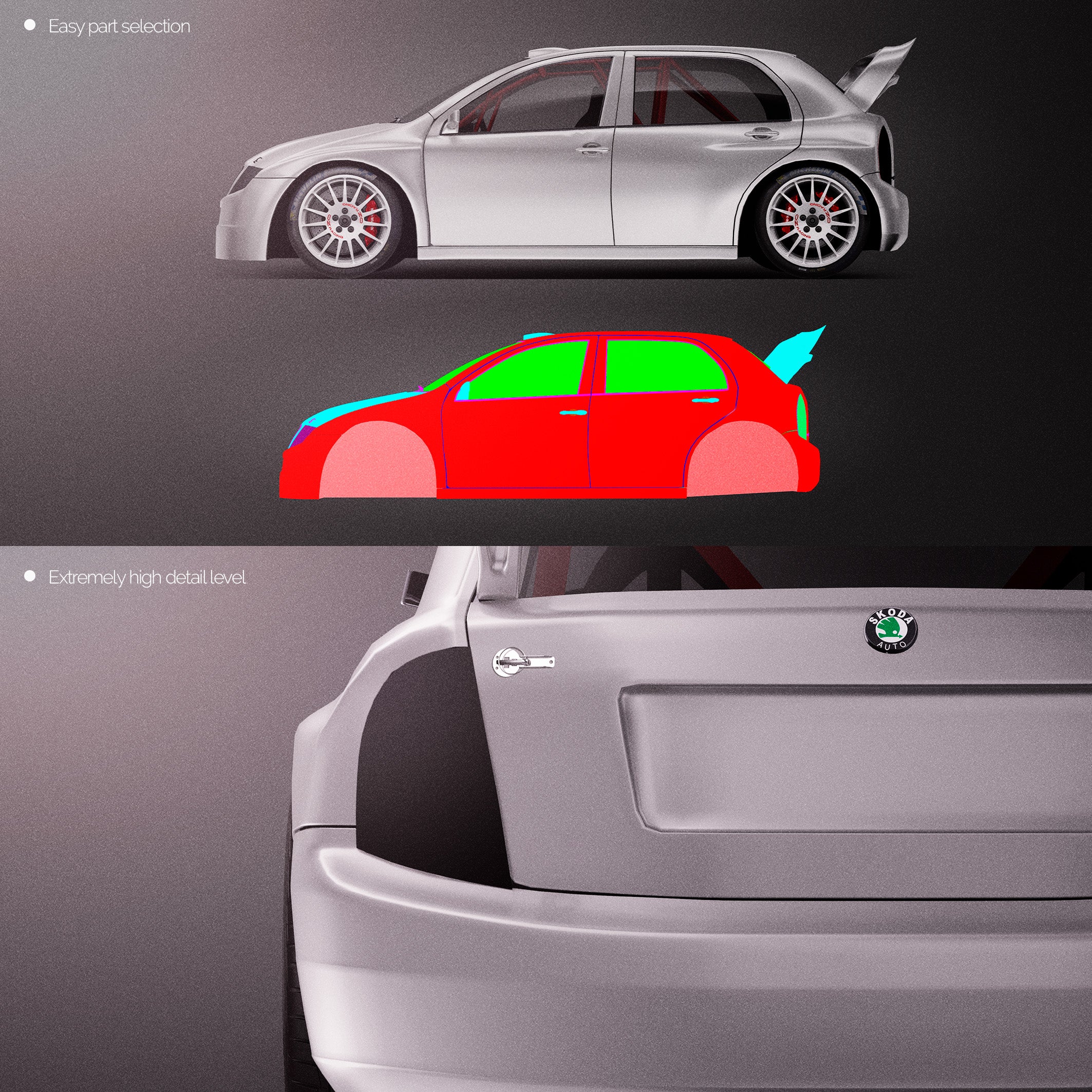Premium car mockup for Skoda Fabia WRC 2003