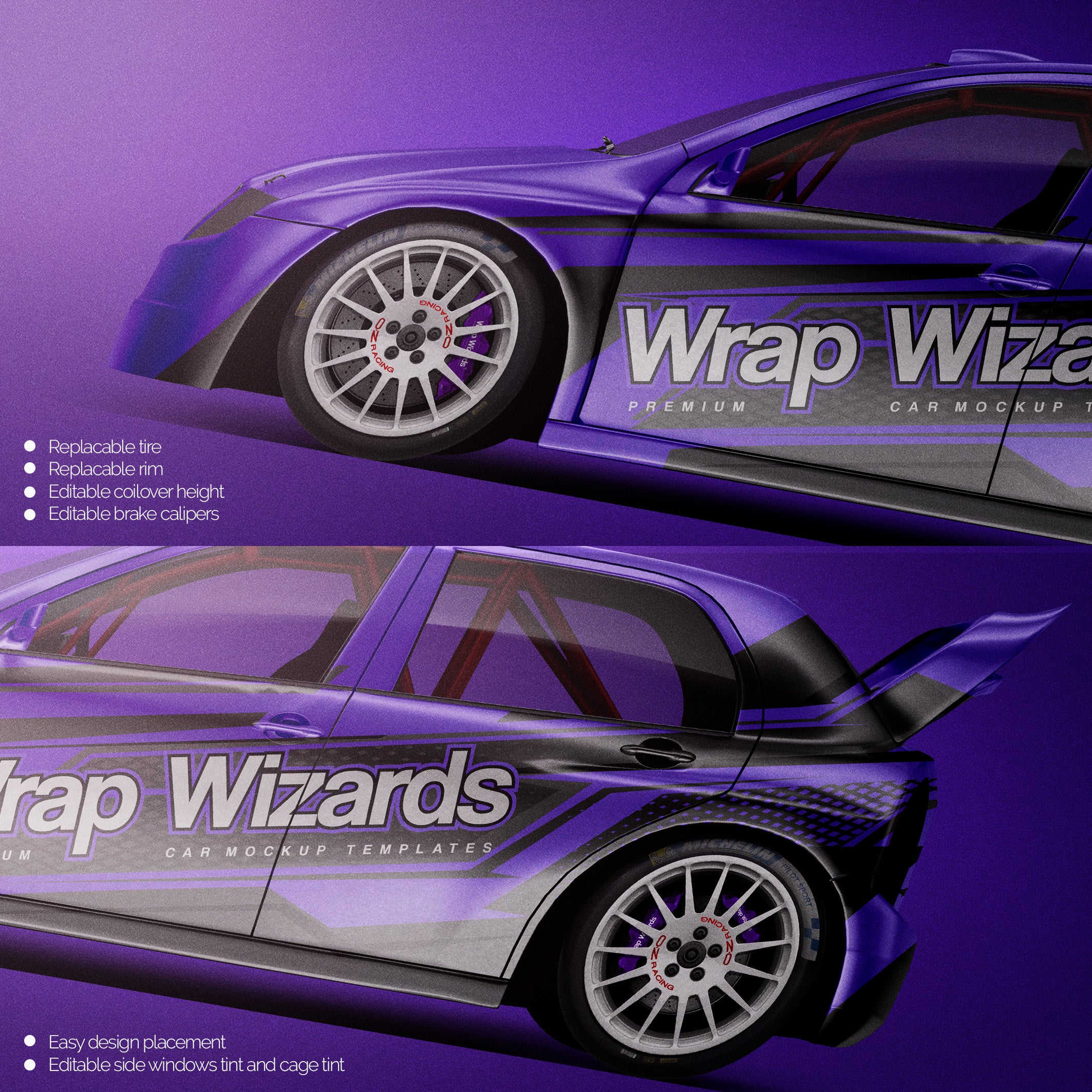 Premium car mockup for Skoda Fabia WRC 2003
