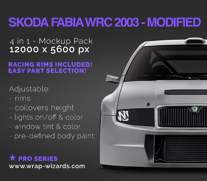 Premium car mockup for Skoda Fabia WRC 2003