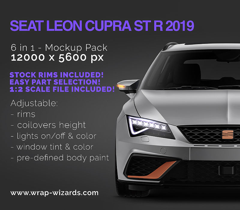 Premium car mockup for Seat Leon Cupra ST R 2019
