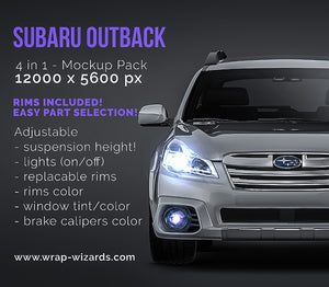 Subaru Outback glossy finish - all sides Car Mockup Template.psd