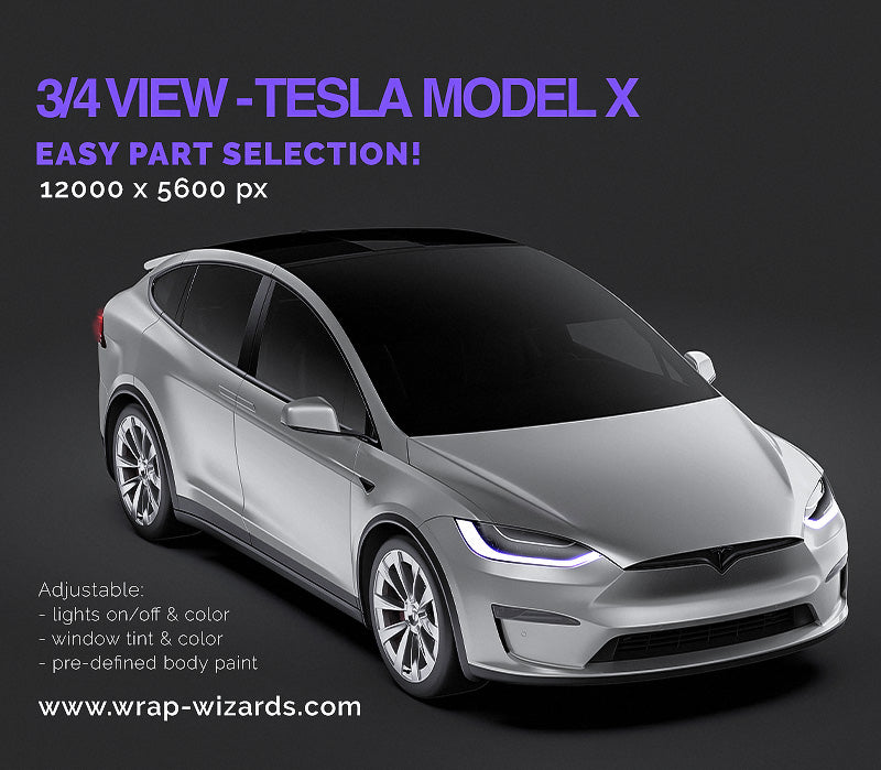 3/4 VIEW Tesla Model X 2023 - Car Mockup