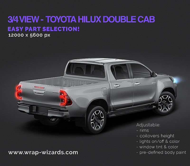 3/4 - Toyota Hilux Double Cab - Truck/Pick-up Mockup