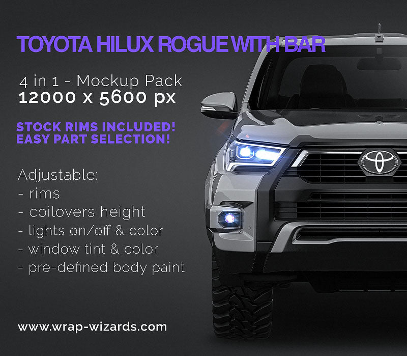 Toyota Hilux Rogue with bar version - Truck/Pick-up Mockup