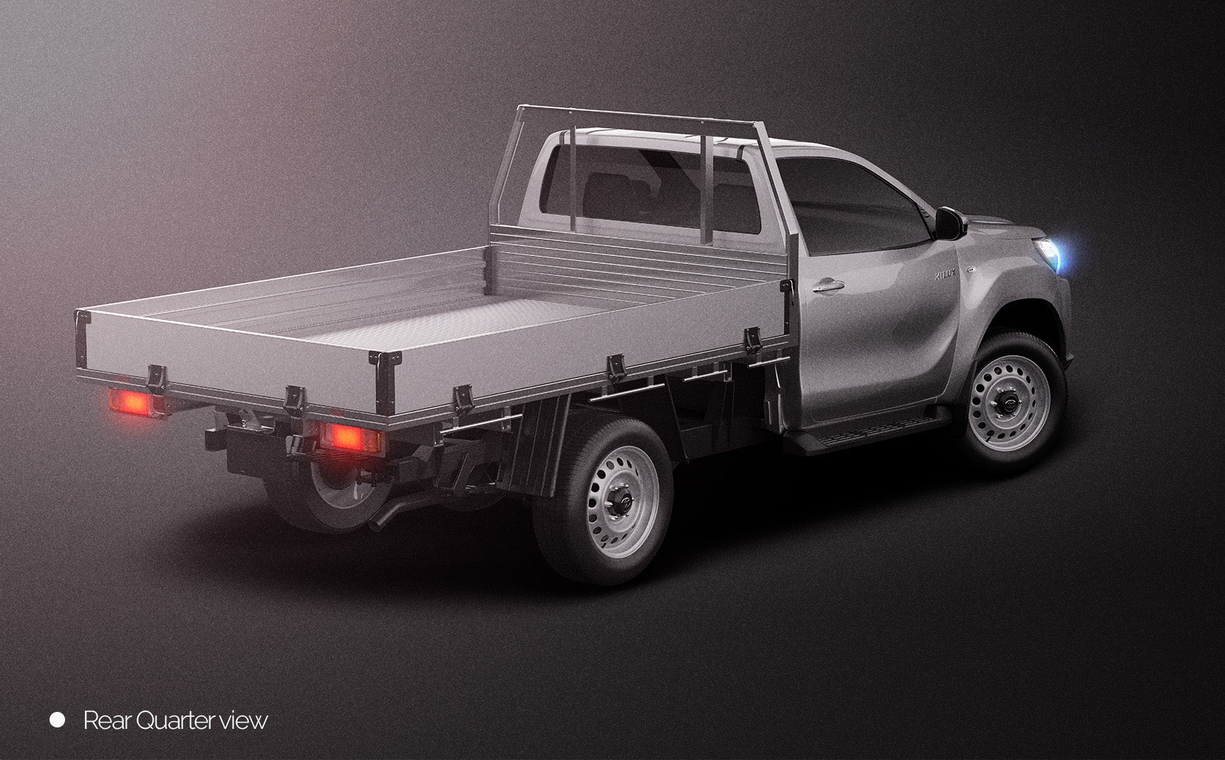 3/4 REAR VIEW - Toyota Hilux 2021 Single Cab Alloy Tray with removable panels - Truck/Pick-up Mockup