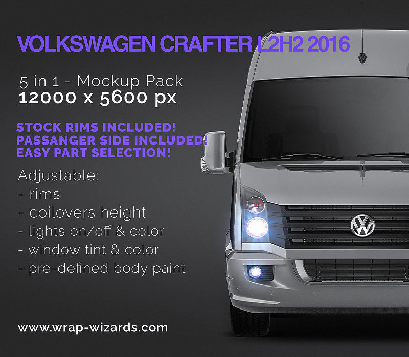 Volkswagen Crafter L2H2 2016 optional windows - Van Mockup