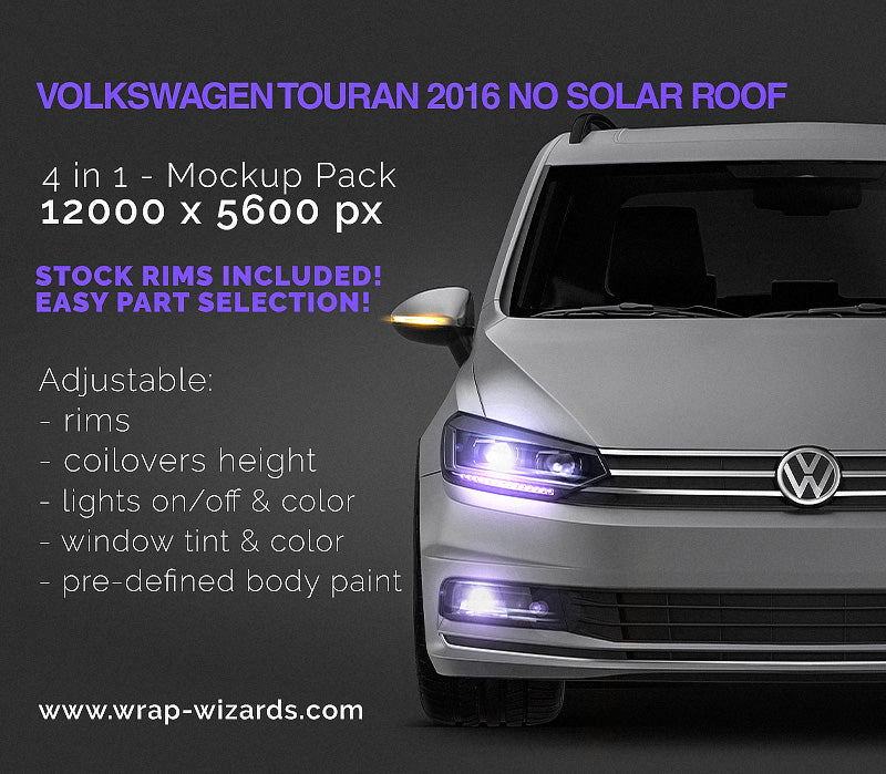 Volkswagen Touran 2016 no solar roof - Car Mockup