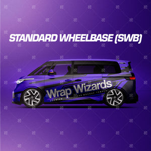 Premium car mockup for ID BUZZ GTX, long wheelbase and standard wheelbase - side view