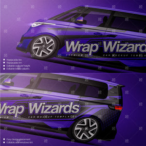 Premium car mockup for ID BUZZ GTX, long wheelbase and standard wheelbase - design 