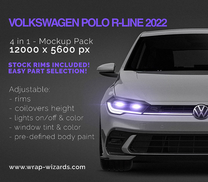 Volkswagen Polo R-Line 2022 Glossy - Car Mockup