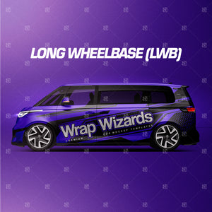Premium car mockup for ID BUZZ GTX, long wheelbase and standard wheelbase - side view