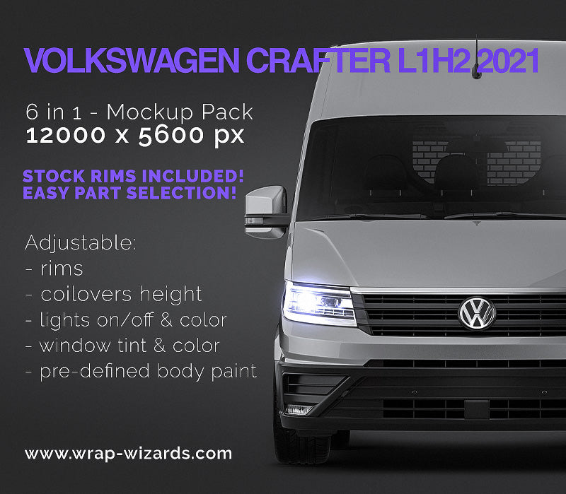 Volkswagen Crafter L1H2 2021 optional rear window - Van Mockup