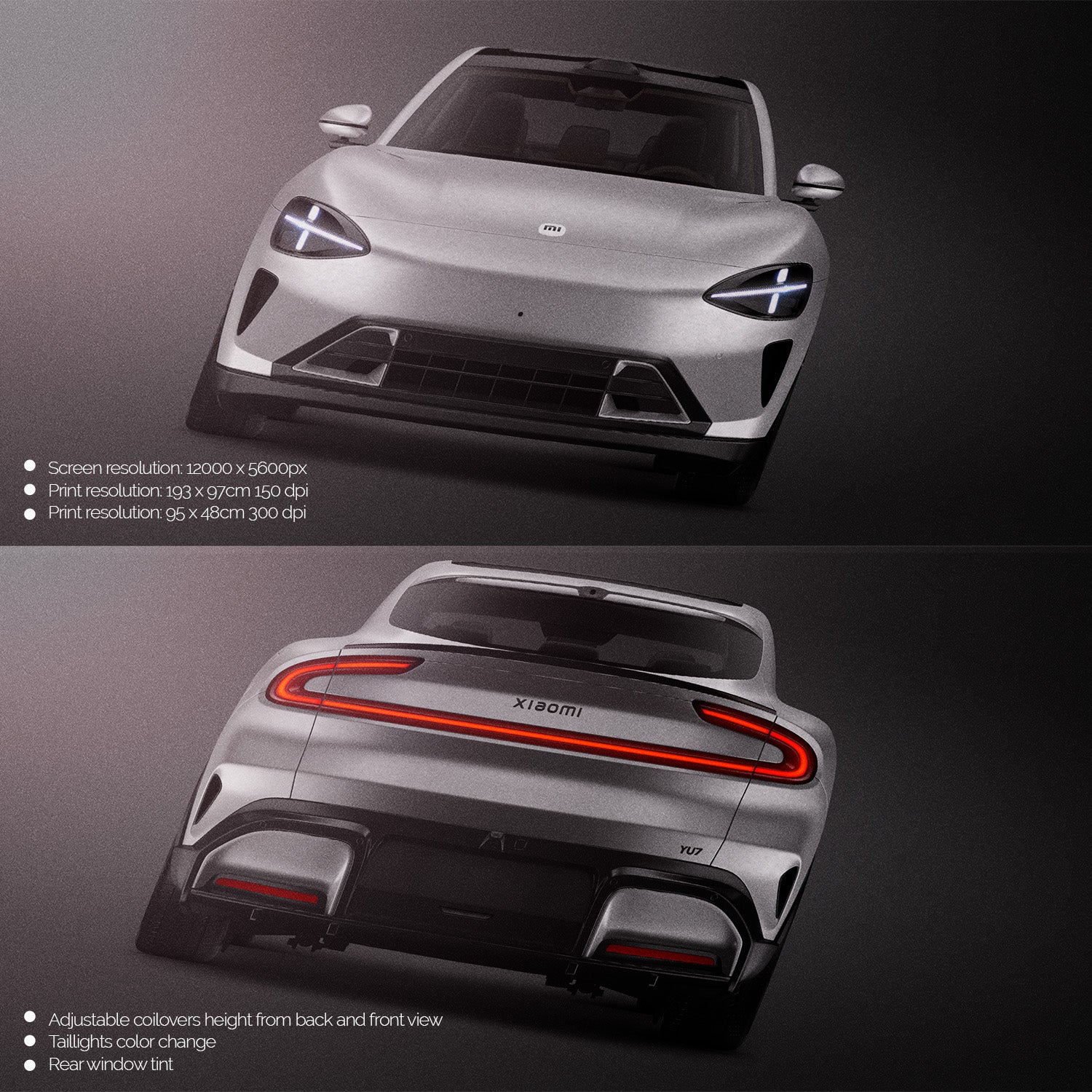 Premium car mockup for Xiaomi YU7 2025