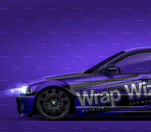 BMW 3-series E46 M3 sedan glossy finish - all sides Car Mockup Template.psd