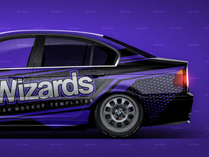 BMW 3-series E46 sedan glossy finish - all sides Car Mockup Template.psd