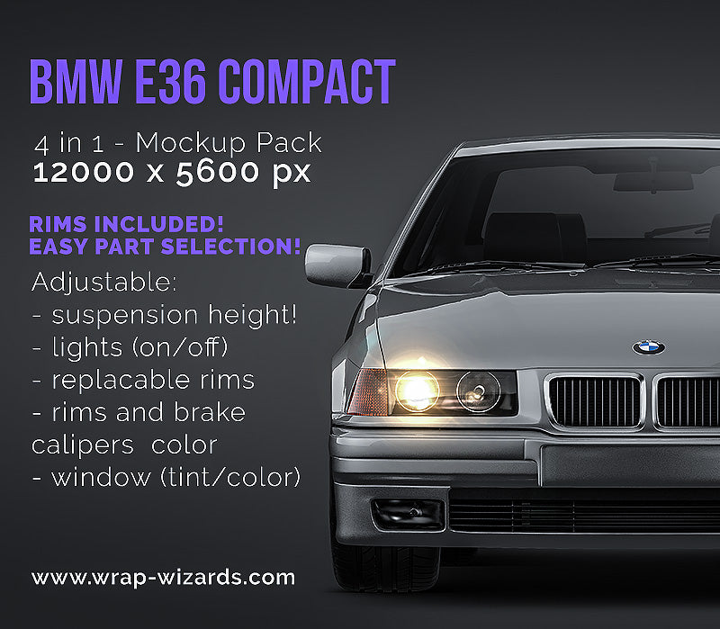 BMW 3-Series E36 compact - Car Mockup