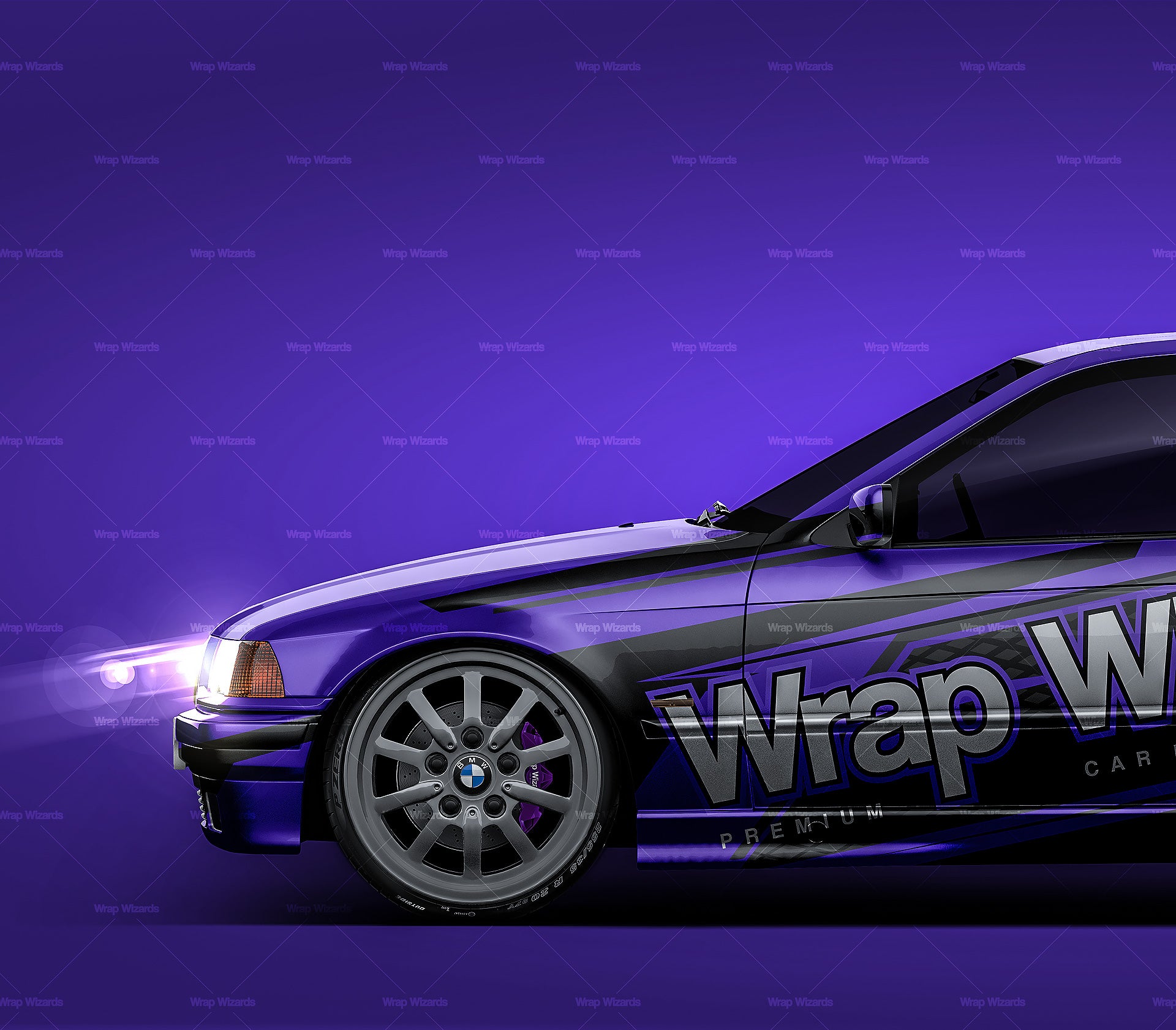 BMW Serie 3 e36 compact I glossy finish - all sides Car Mockup Template.psd