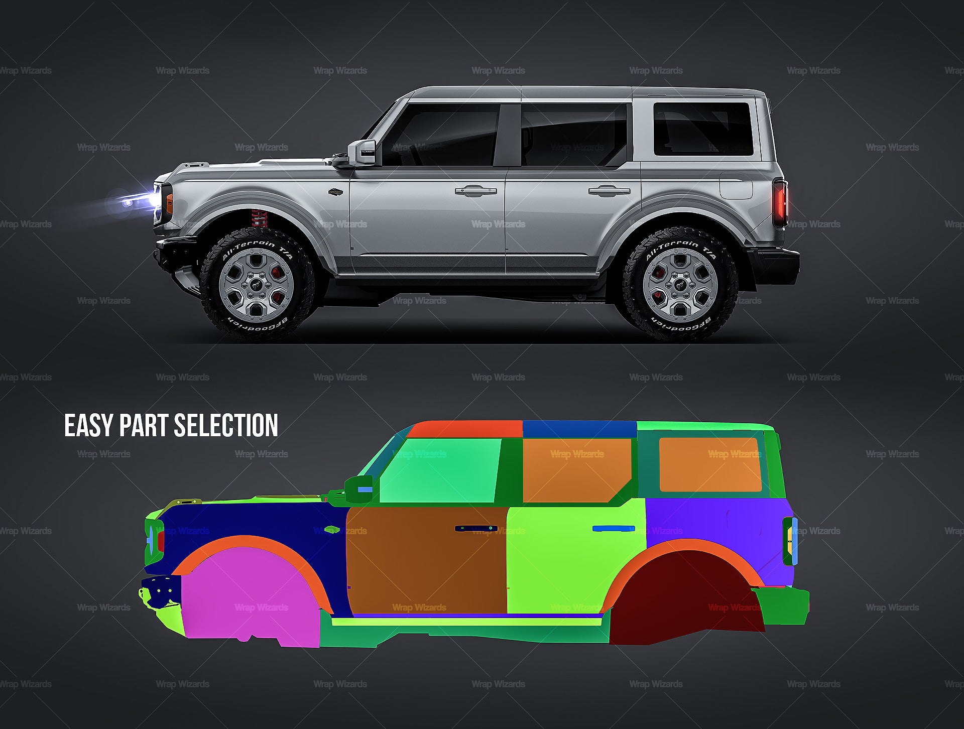 Ford Bronco 2022 glossy finish - all sides Car Mockup Template.psd