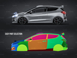 Ford Fiesta Rally3 glossy finish - all sides Car Mockup Template.psd
