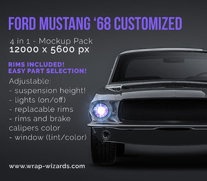 Ford Mustang '68 customized glossy finish - all sides Car Mockup Template.psd
