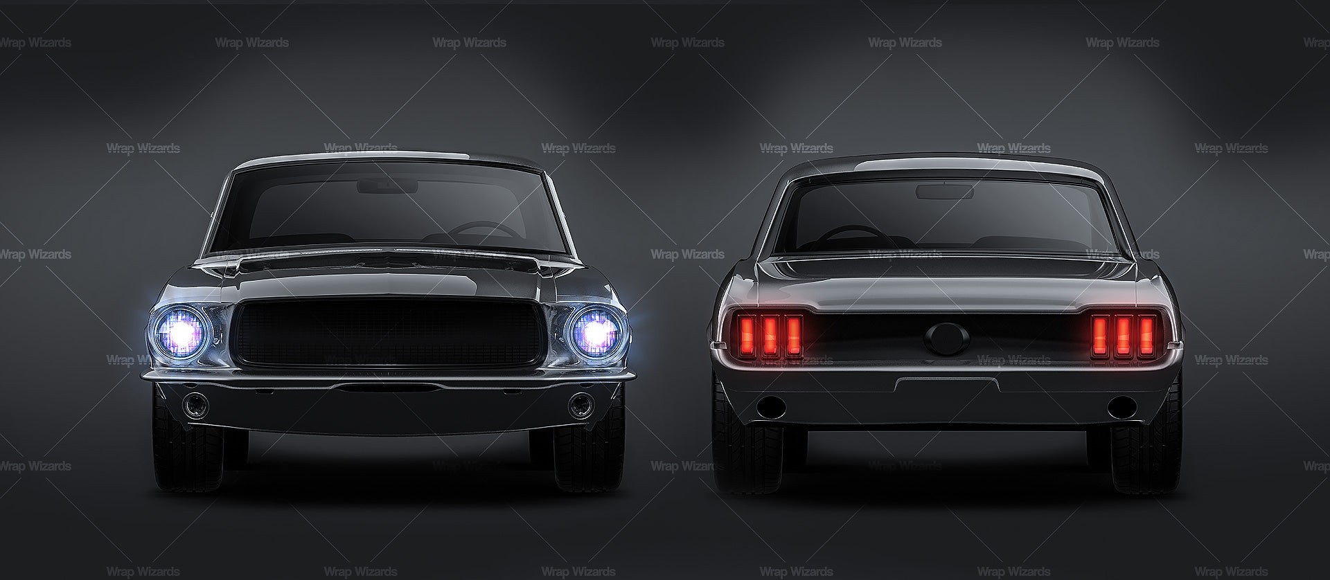 Ford Mustang '68 customized glossy finish - all sides Car Mockup Template.psd