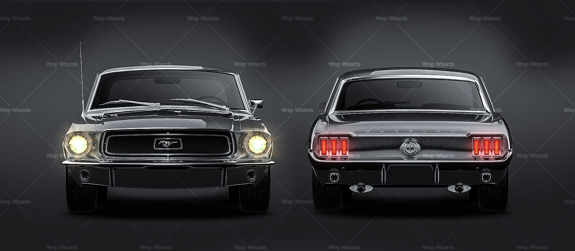 Ford Mustang '68 glossy finish - all sides Car Mockup Template.psd