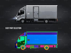 Hino 300 custom box truck with tail lift glossy finish - all sides Car Mockup Template.psd