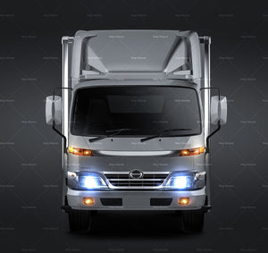 Hino 300 custom box truck glossy finish - all sides Car Mockup Template.psd