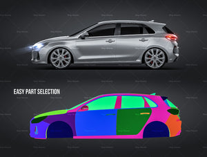 Hyundai i30 Elantra glossy finish - all sides Car Mockup Template.psd