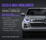 Isuzu D-Max Highlander double cab glossy finish - all sides Car Mockup Template.psd
