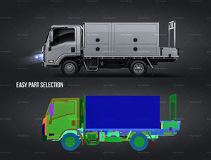 Isuzu N series truck with alloy tray and custom toolboxes glossy finish - all sides Car Mockup Template.psd