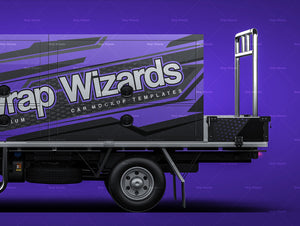 Isuzu N series truck with alloy tray and custom toolboxes glossy finish - all sides Car Mockup Template.psd