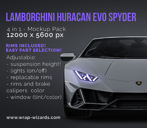 Lamborghini Huracan Evo Spyder glossy finish - all sides Car Mockup Template.psd