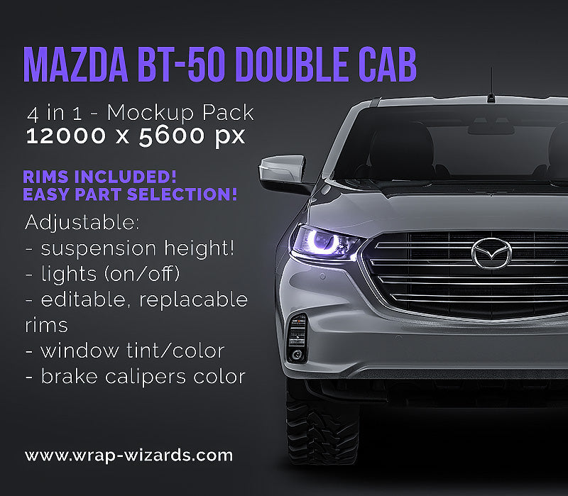Mazda BT-50 Double cab glossy finish - all sides Car Mockup Template.psd