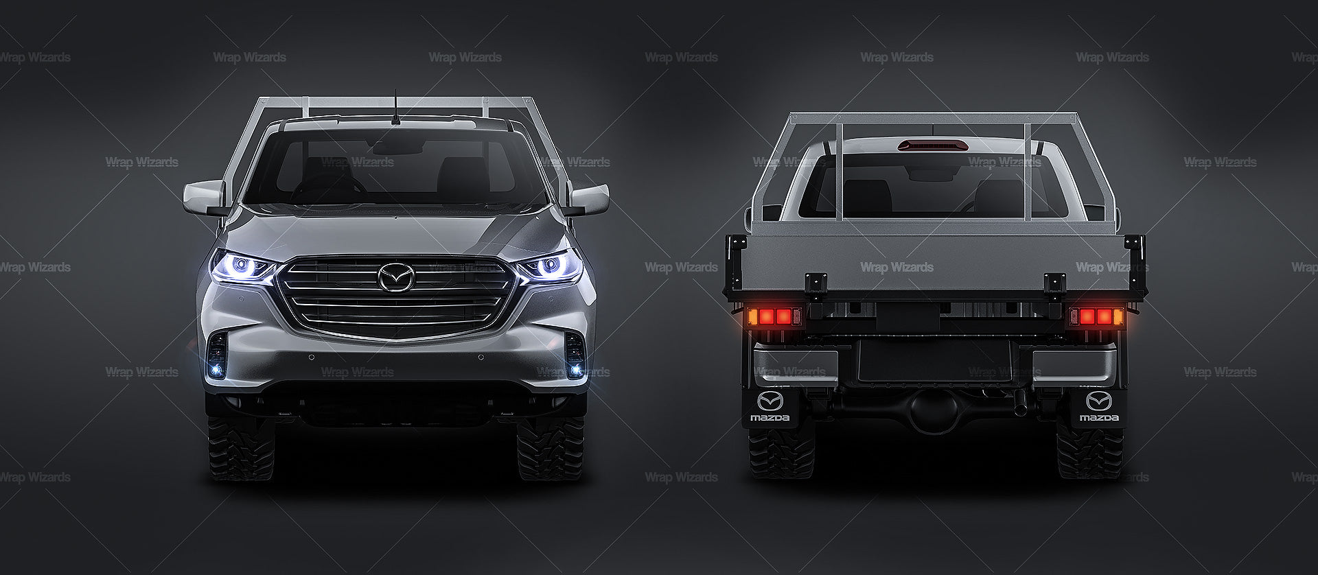 Mazda BT-50 Single cab with alloy tray glossy finish - all sides Car Mockup Template.psd