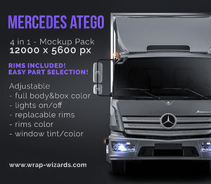 Mercedes-Benz Atego S cabin box truck glossy finish - all sides Car Mockup Template.psd