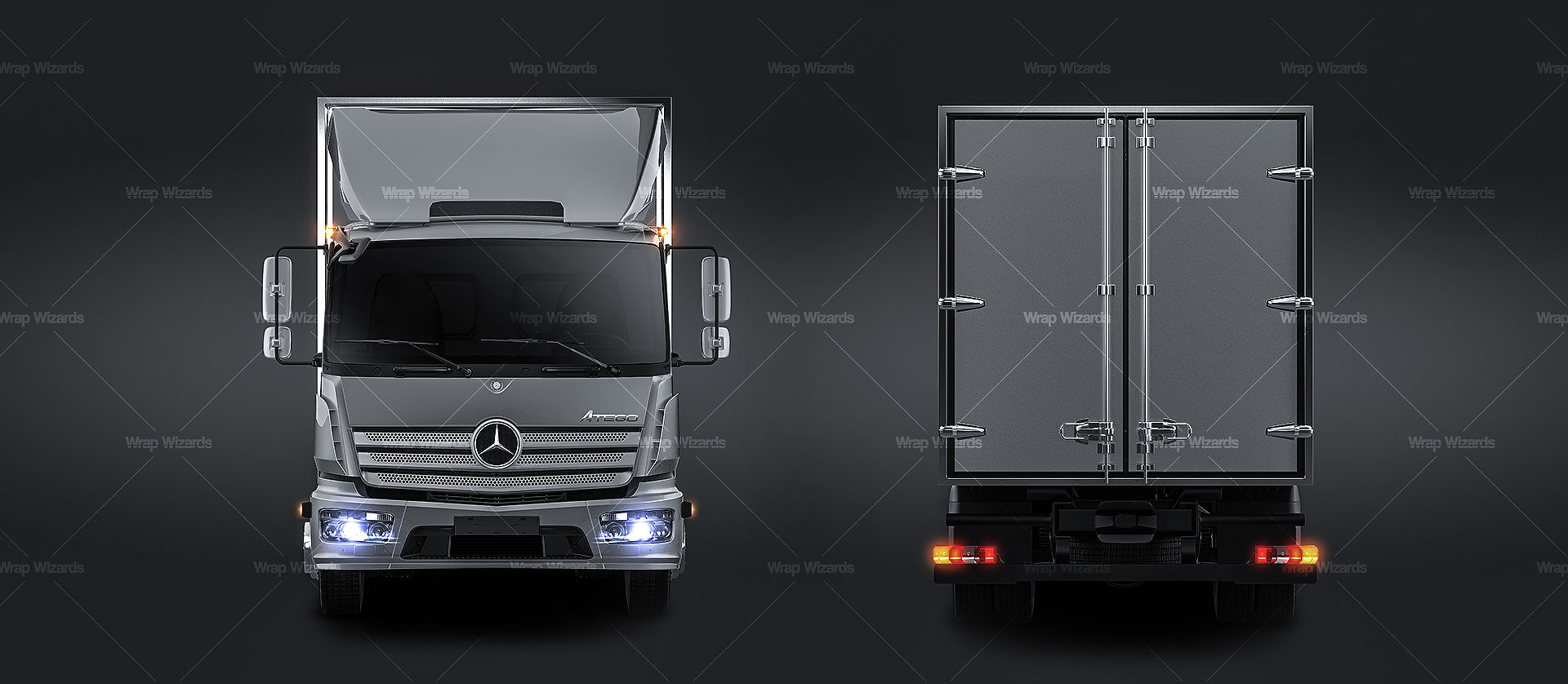 Mercedes-Benz Atego S cabin box truck glossy finish - all sides Car Mockup Template.psd