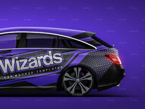 Mercedes Benz CLA Shooting Brake with AMG rear bumper satin matt finish - all sides Car Mockup Template.psd