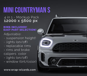 Mini Countryman S glossy finish - all sides Car Mockup Template.psd
