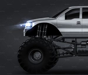 Monster Truck | Ford F-150 Double Cab glossy finish - all sides Car Mockup Template.psd