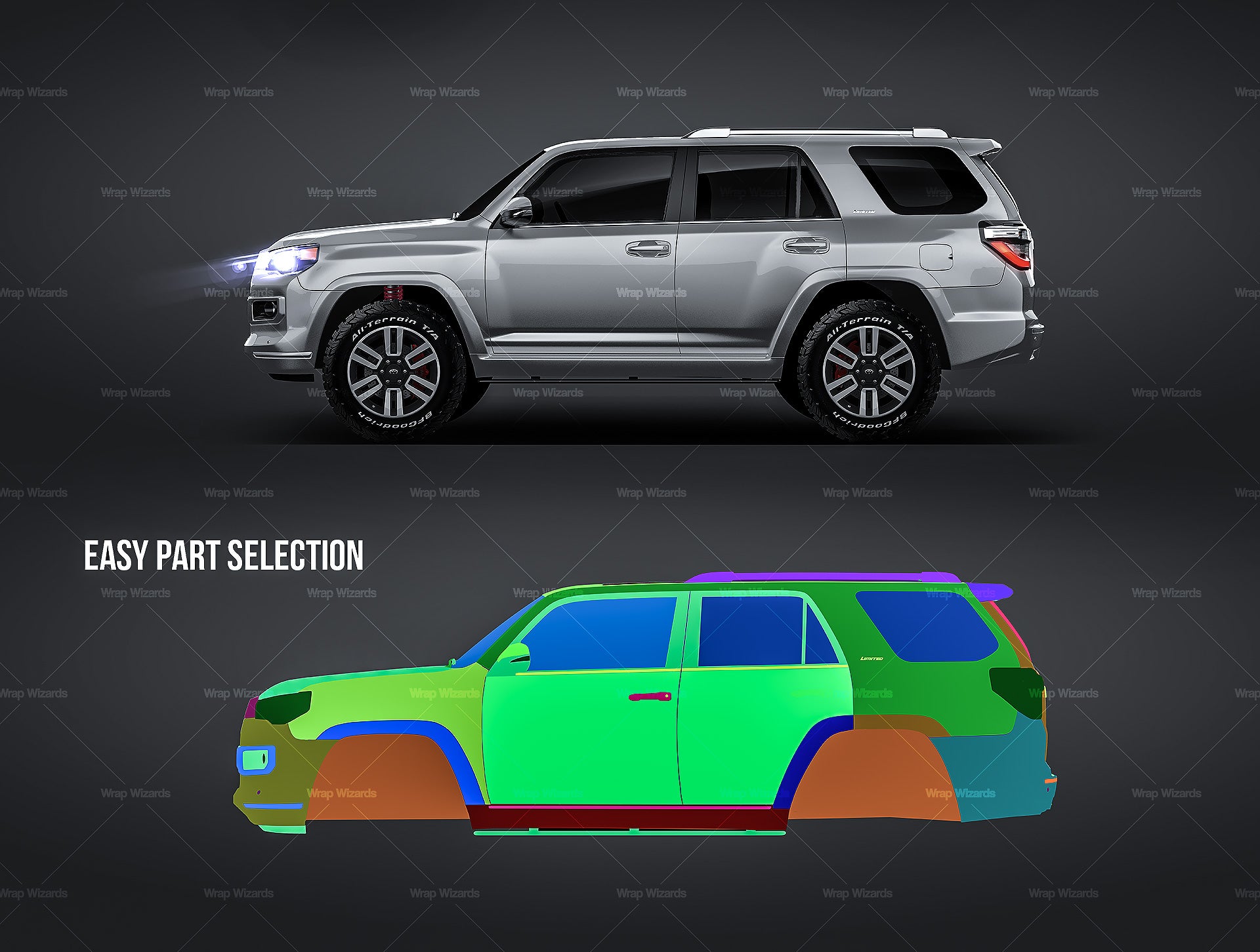 Toyota 4Runner 2013 glossy finish - all sides Car Mockup Template.psd
