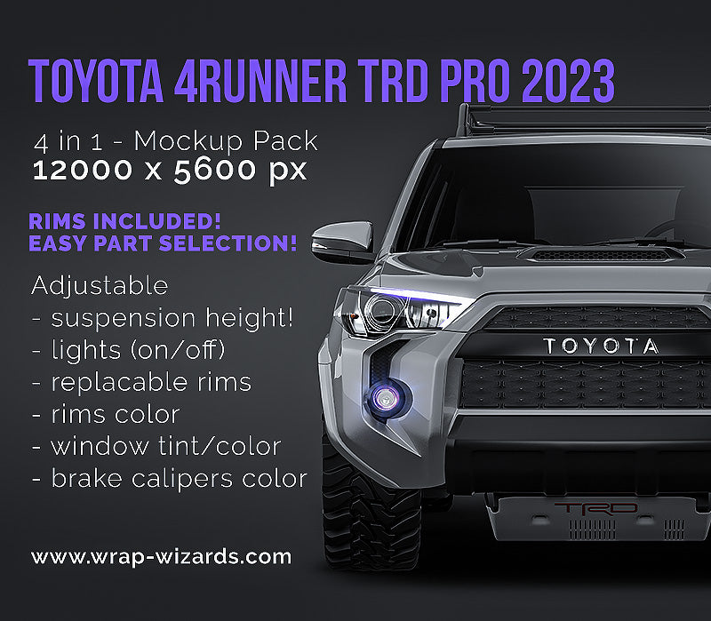 Toyota 4Runner TRD Pro 2023 glossy finish - all sides Car Mockup Template.psd