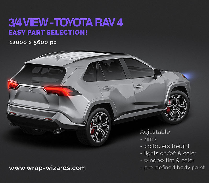 3/4 REAR VIEW - Toyota RAV4 - Car Mockup