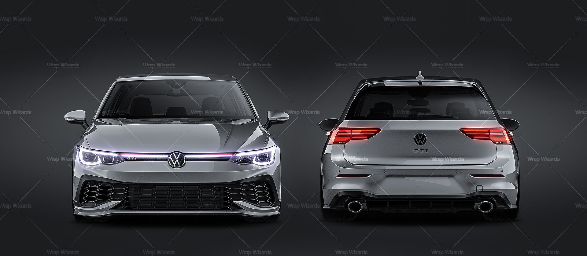 Volkswagen Golf MK8 GTI Clubsport 45 glossy finish - all sides Car Mockup Template.psd