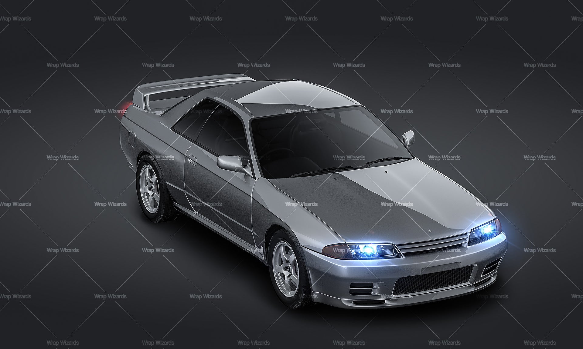 3/4 VIEW - Nissan Skyline R32 GT-R coupe 1989 glossy finish - Car Mockup Template.psd