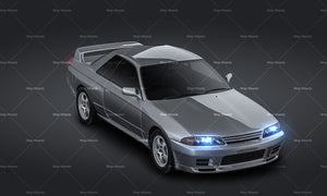 3/4 VIEW - Nissan Skyline R32 GT-R coupe 1989 glossy finish - Car Mockup Template.psd